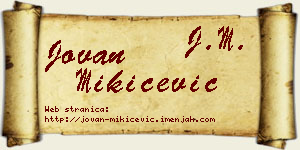 Jovan Mikićević vizit kartica